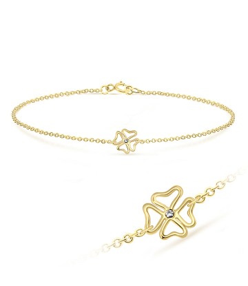 Clover Leaf Gold Plated Silver Anklet ANK-109-GP